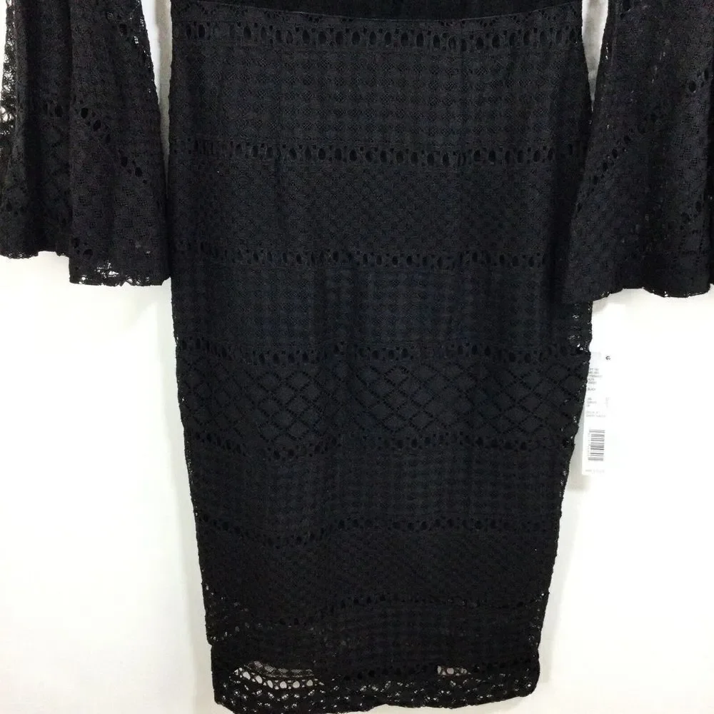 Antonio Melani Women Alfa Lace Bell Sleeve Cocktail Party Dress Black Size 0 NWT - Picture 5 of 11